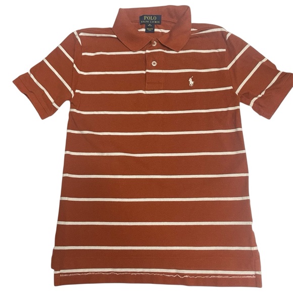 Polo Ralph Lauren Other - POLO Ralph Lauren Striped Brown and White Boy’s Polo Shirt M (10-12)